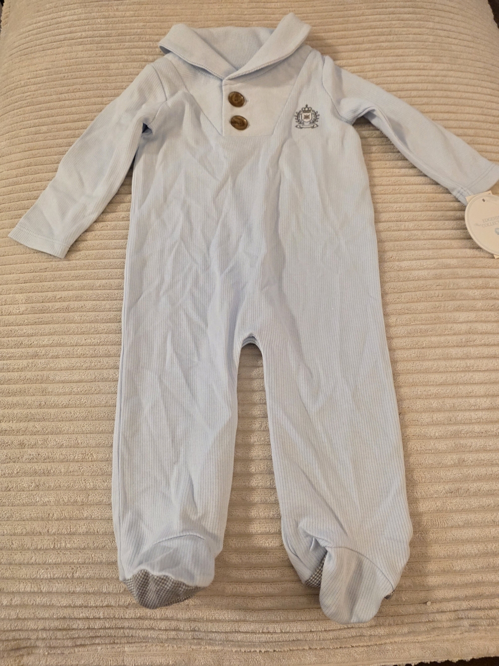 Edgehill Collection Light Blue Sailor Collar Footed Pajamas